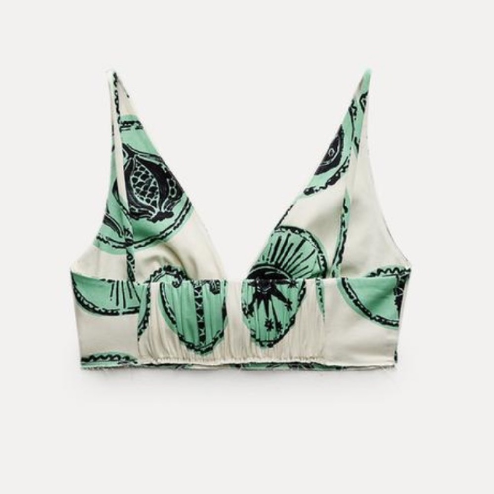 New ZARA ZW Collection Printed Crop Top - Picture 6 of 8
